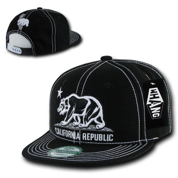 1 Dozen California Republic Bear Contra Stitch Flat Bill Snapback Hat Wholesale Bulk-Casaba Shop