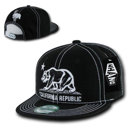 1 Dozen California Republic Bear Contra Stitch Flat Bill Snapback Hat Wholesale Bulk-Casaba Shop