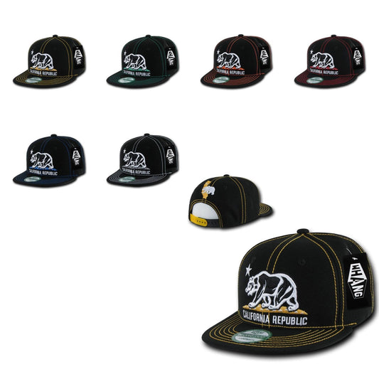 1 Dozen California Republic Bear Contra Stitch Flat Bill Snapback Hat Wholesale Bulk-Casaba Shop - Star Hats & Embroidery