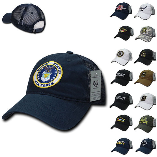 1 Dozen 6 Panel Relaxed Trucker Cotton Military Low Crown Caps Hats Wholesale Lots-Casaba Shop - Star Hats & Embroidery