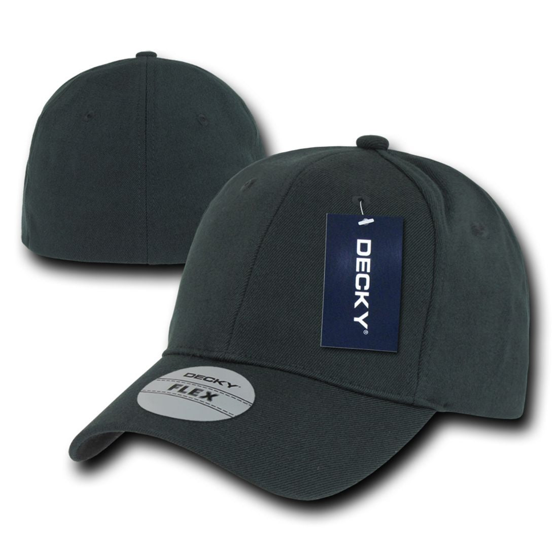 Decky 1016W Flex Caps 6 Panel Mid Profile Baseball Hats Curved Bill Blank Wholesale