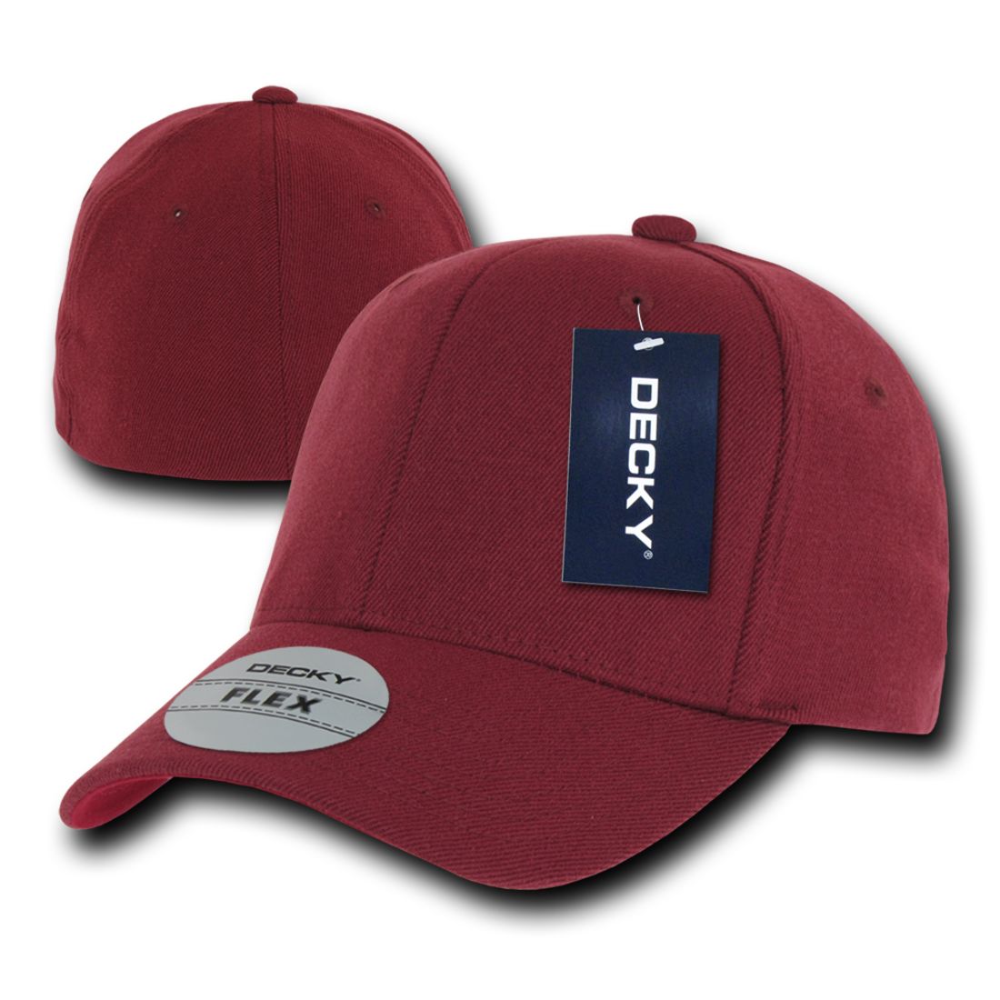 Decky 1016W Flex Caps 6 Panel Mid Profile Baseball Hats Curved Bill Blank Wholesale