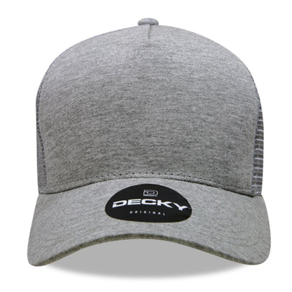 Decky 1050 Heather Jersey Trucker Hats 5 Panel Snapback Caps Mesh Structured Wholesale