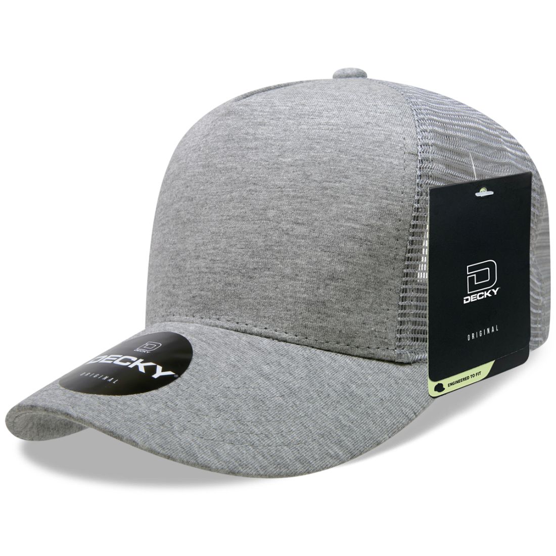 Decky 1050 Heather Jersey Trucker Hats 5 Panel Snapback Caps Mesh Structured Wholesale