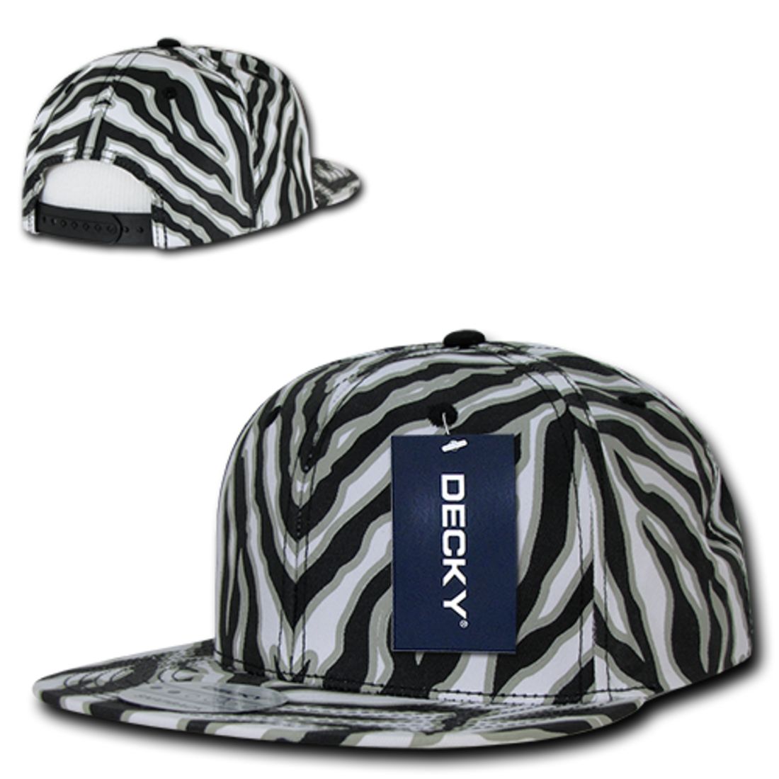 Decky 1060 Zebra Print Snapback Hats High Profile 6 Panel Caps Flat Bill Wholesale