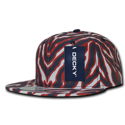 Decky 1060 Zebra Print Snapback Hats High Profile 6 Panel Caps Flat Bill Wholesale