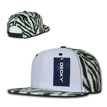 Decky 1061 Zebra Print Snapback Hats High Profile 6 Panel Baseball Caps Flat Bill Wholesale