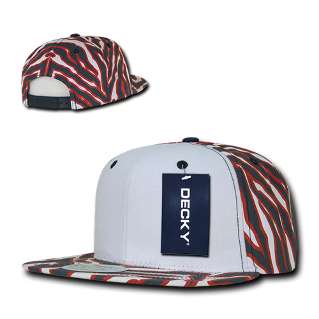 Decky 1061 Zebra Print Snapback Hats High Profile 6 Panel Baseball Caps Flat Bill Wholesale