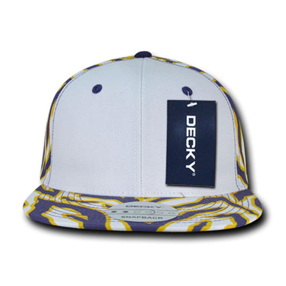 Decky 1061 Zebra Print Snapback Hats High Profile 6 Panel Baseball Caps Flat Bill Wholesale