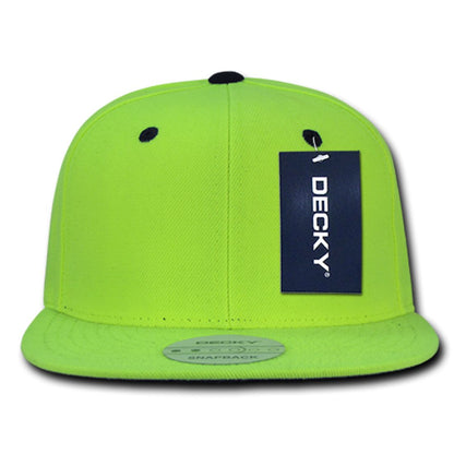 Decky 1077 High Profile Neon Snapback Hats 6 Panel Baseball Caps Structured Wholesale