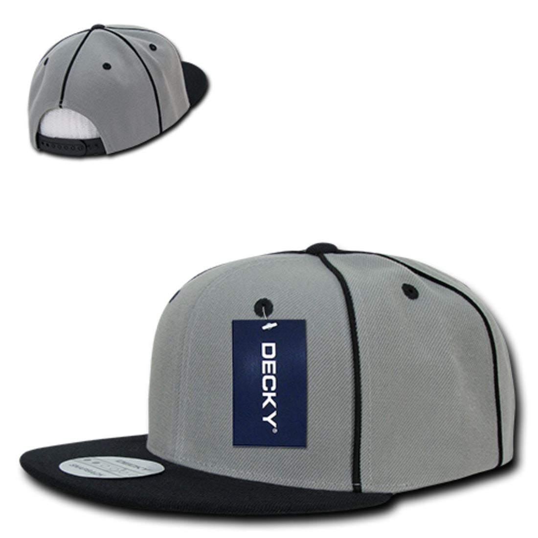 Decky 1078 Piped Crown Snapback Hats High Profile 6 Panel Flat Bill Caps Wholesale