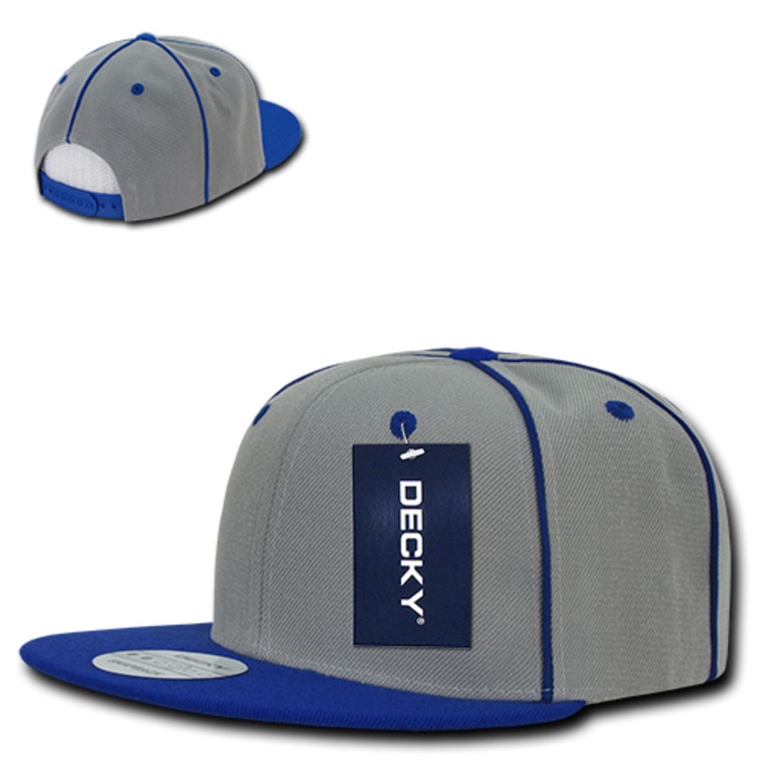 Decky 1078 Piped Crown Snapback Hats High Profile 6 Panel Flat Bill Caps Wholesale