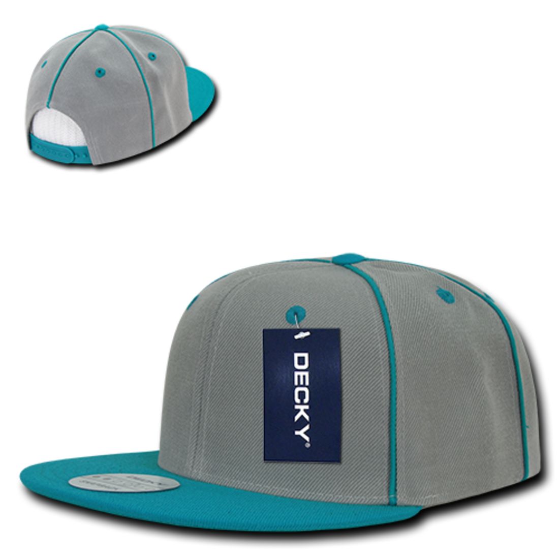 Decky 1078 Piped Crown Snapback Hats High Profile 6 Panel Flat Bill Caps Wholesale