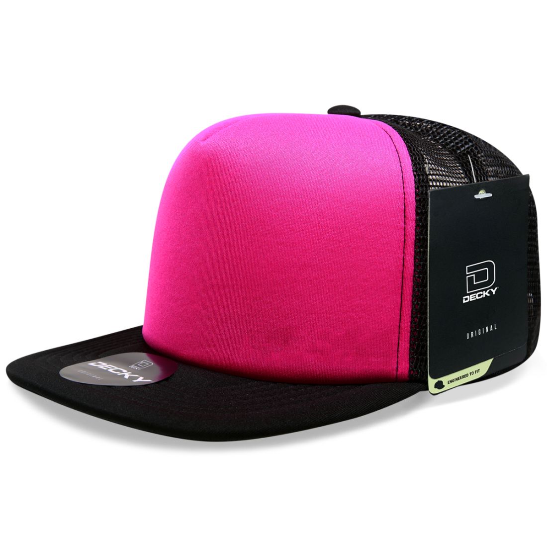 Decky 1080 High Profile Foam Trucker Snapback Hats 5 Panel Flat Bill Caps Wholesale