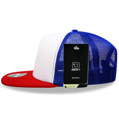 Decky 1080 High Profile Foam Trucker Snapback Hats 5 Panel Flat Bill Caps Wholesale