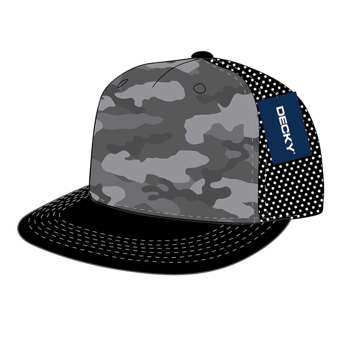 Decky 1080 High Profile Foam Trucker Snapback Hats 5 Panel Flat Bill Caps Wholesale