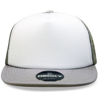Decky 1080 High Profile Foam Trucker Snapback Hats 5 Panel Flat Bill Caps Wholesale