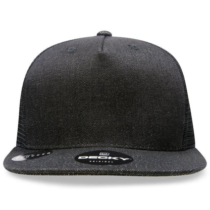 Decky 1082 High Profile Denim Trucker Snapback Hats 5 Panel Flat Bill Caps Wholesale