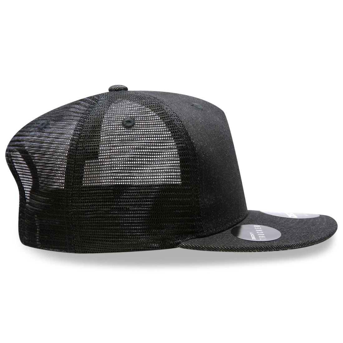Decky 1082 High Profile Denim Trucker Snapback Hats 5 Panel Flat Bill Caps Wholesale