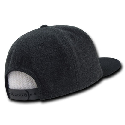 Decky 1087 Melton Wool High Profile Snapback Hats 6 Panel Flat Bill Caps Wholesale