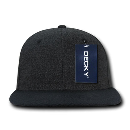 Decky 1087 Melton Wool High Profile Snapback Hats 6 Panel Flat Bill Caps Wholesale