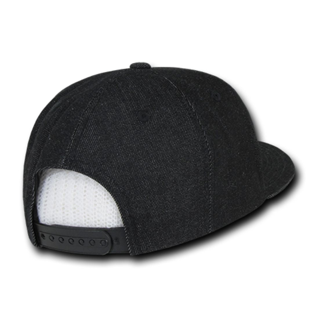 Decky 1090 Denim High Profile Snapback Hats 6 Panel Flat Bill Caps Structured Wholesale