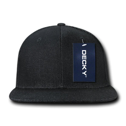 Decky 1090 Denim High Profile Snapback Hats 6 Panel Flat Bill Caps Structured Wholesale