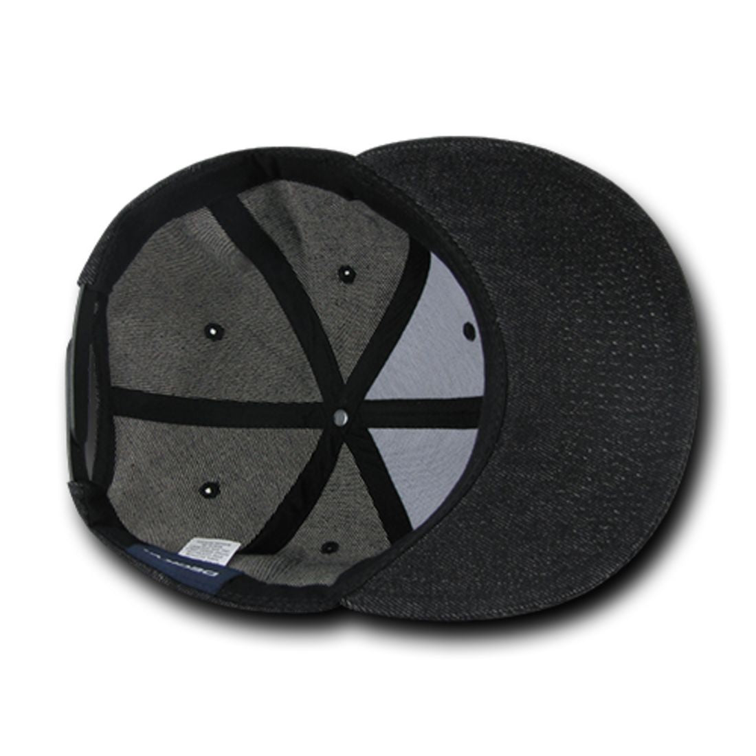 Decky 1090 Denim High Profile Snapback Hats 6 Panel Flat Bill Caps Structured Wholesale