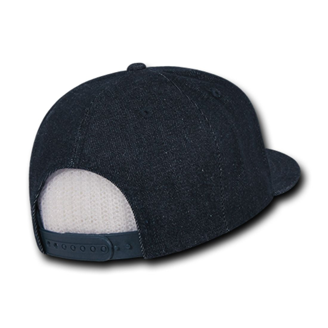 Decky 1090 Denim High Profile Snapback Hats 6 Panel Flat Bill Caps Structured Wholesale