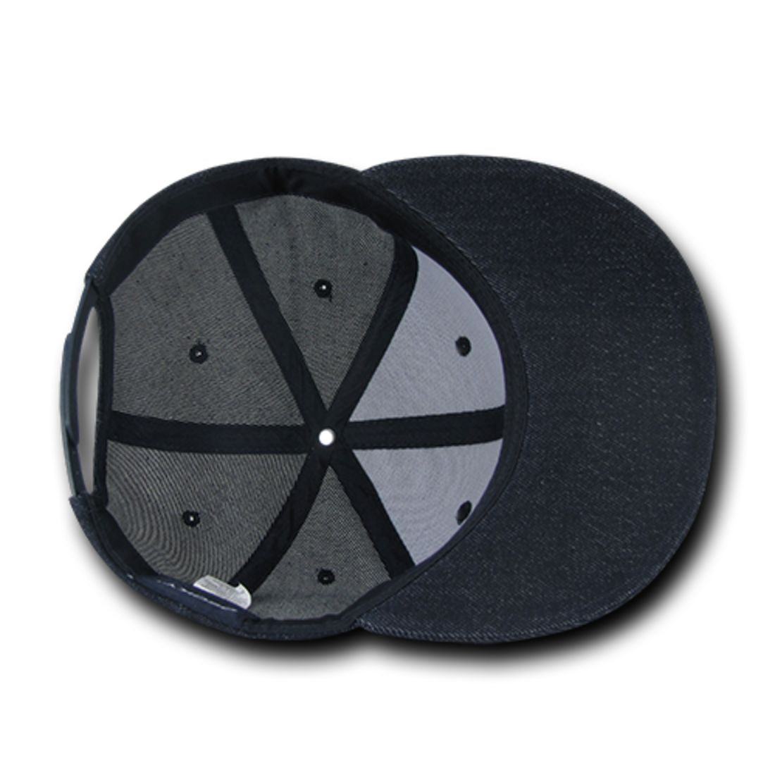 Decky 1090 Denim High Profile Snapback Hats 6 Panel Flat Bill Caps Structured Wholesale