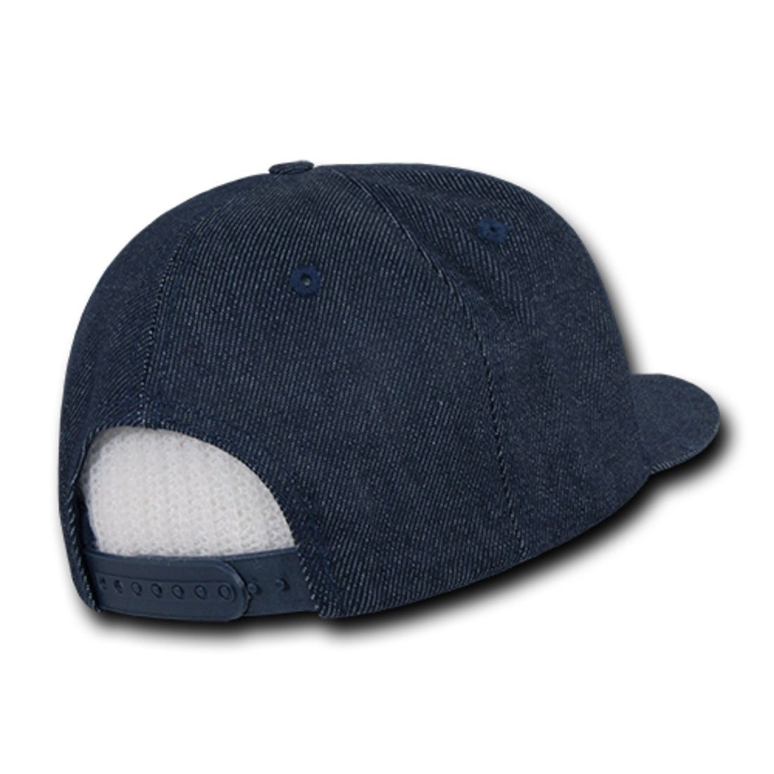 Decky 1090 Denim High Profile Snapback Hats 6 Panel Flat Bill Caps Structured Wholesale