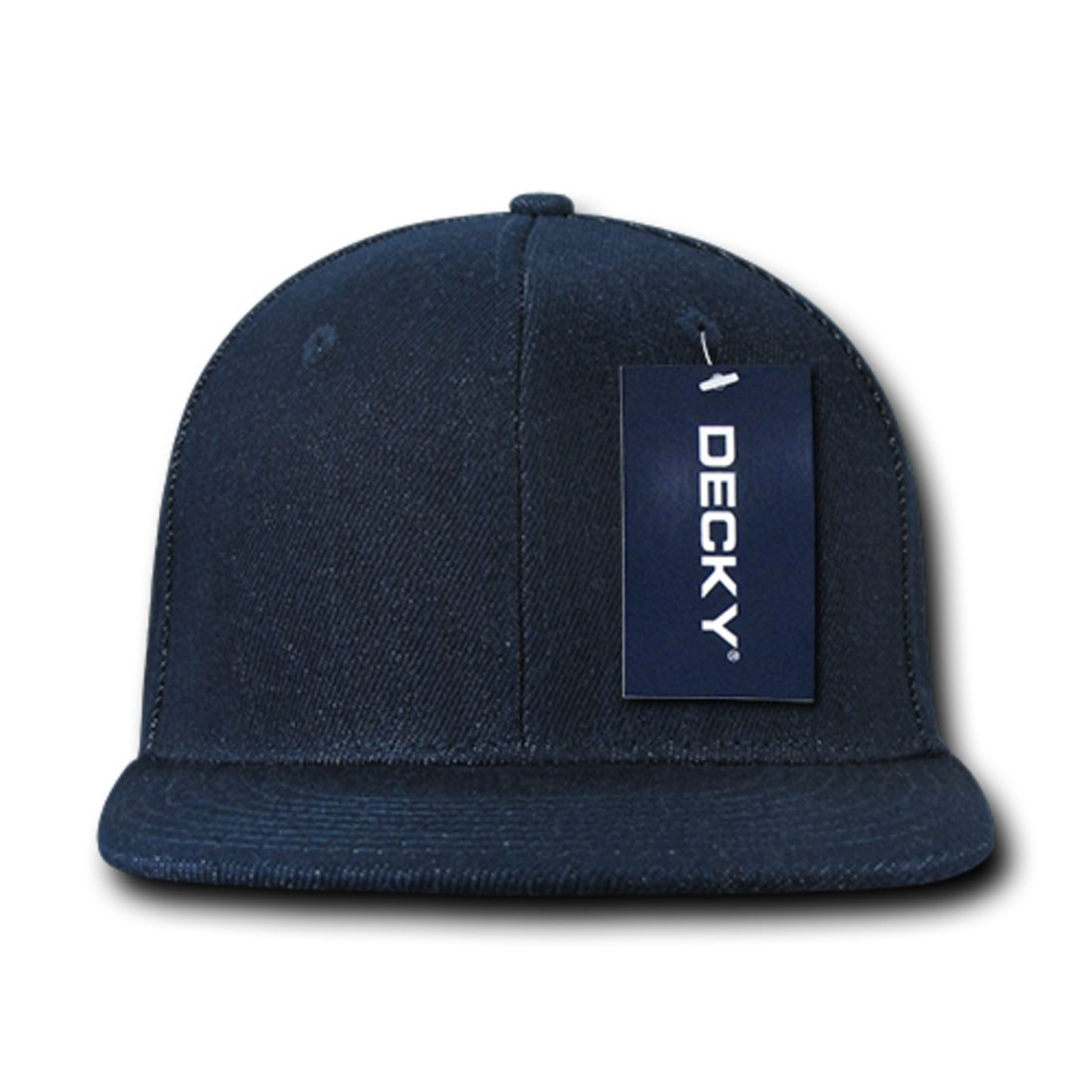 Decky 1090 Denim High Profile Snapback Hats 6 Panel Flat Bill Caps Structured Wholesale