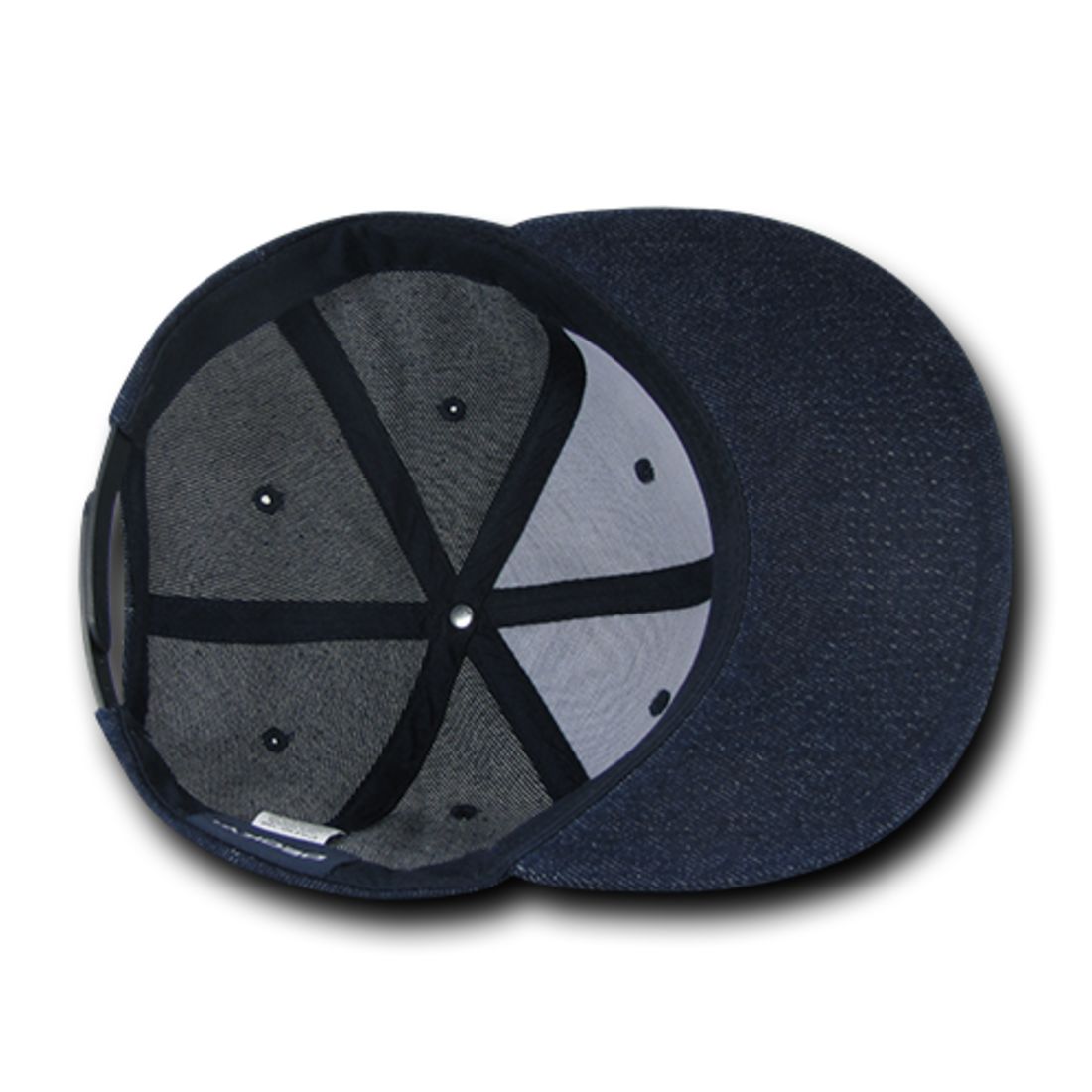 Decky 1090 Denim High Profile Snapback Hats 6 Panel Flat Bill Caps Structured Wholesale