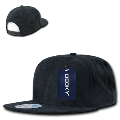 Decky 1091 Faux Suede Snapback Hats 6 Panel Flat Bill Baseball Caps Wholesale