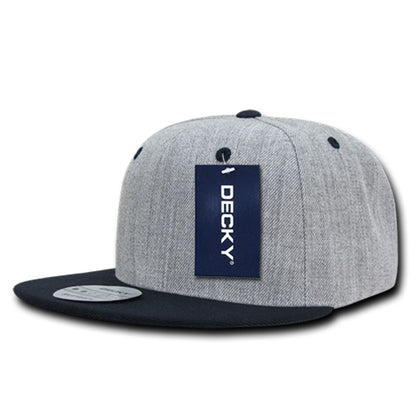 Decky 1092 Two Tone High Profile Snapback Hats 6 Panel Flat Bill Caps Wholesale
