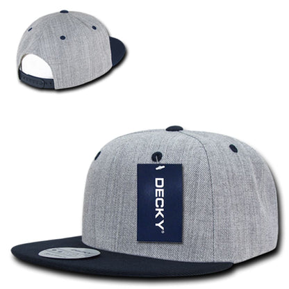 Decky 1092 Two Tone High Profile Snapback Hats 6 Panel Flat Bill Caps Wholesale