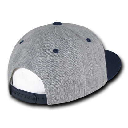 Decky 1092 Two Tone High Profile Snapback Hats 6 Panel Flat Bill Caps Wholesale