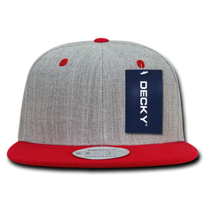 Decky 1092 Two Tone High Profile Snapback Hats 6 Panel Flat Bill Caps Wholesale