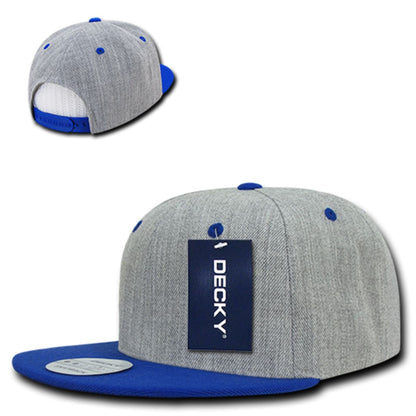 Decky 1092 Two Tone High Profile Snapback Hats 6 Panel Flat Bill Caps Wholesale
