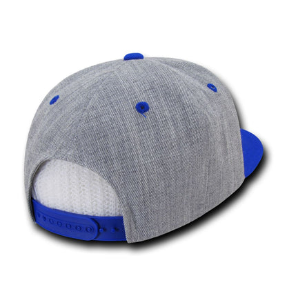 Decky 1092 Two Tone High Profile Snapback Hats 6 Panel Flat Bill Caps Wholesale