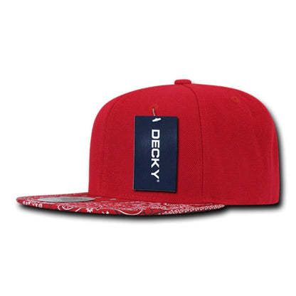 Decky 1093 High Profile Bandana Paisley Snapback Hats 6 Panel Flat Bill Caps Wholesale
