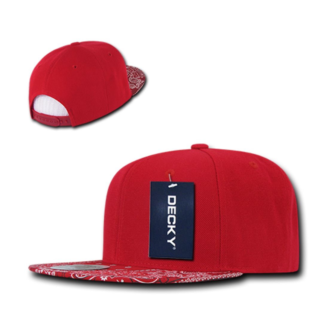 Decky 1093 High Profile Bandana Paisley Snapback Hats 6 Panel Flat Bill Caps Wholesale