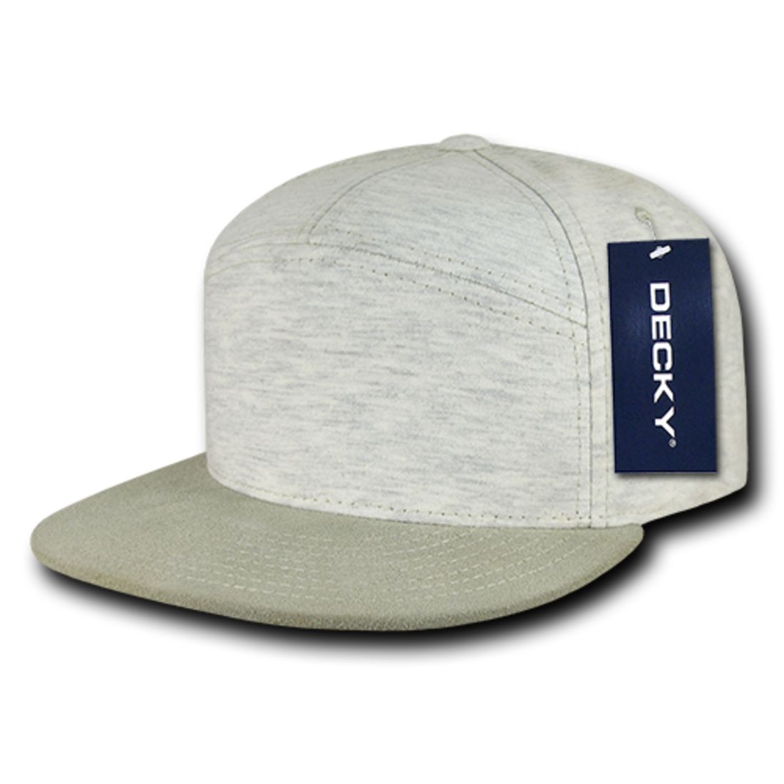 Decky 1140 Heather Jersey Knit Snapback Hats 7 Panel Flat Bill Caps Wholesale