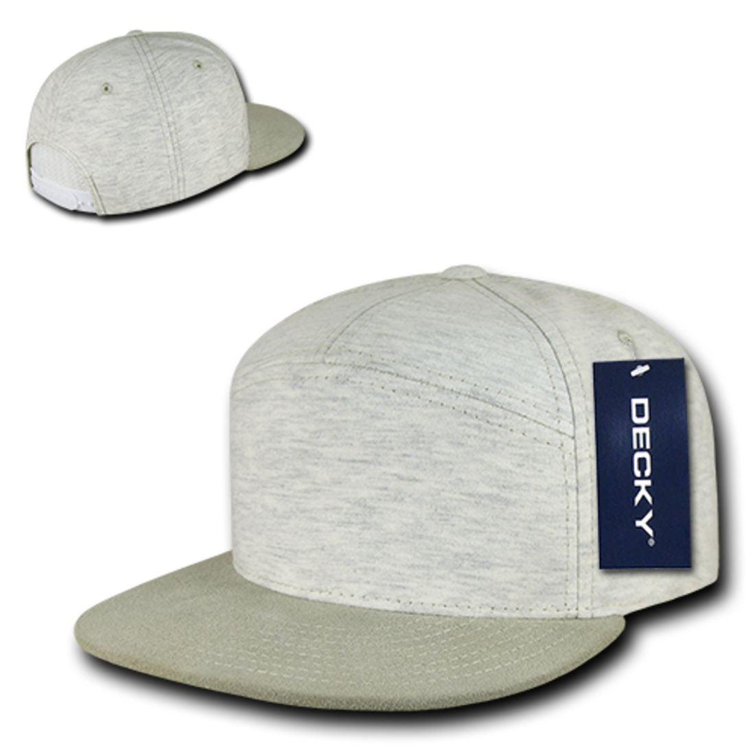 Decky 1140 Heather Jersey Knit Snapback Hats 7 Panel Flat Bill Caps Wholesale