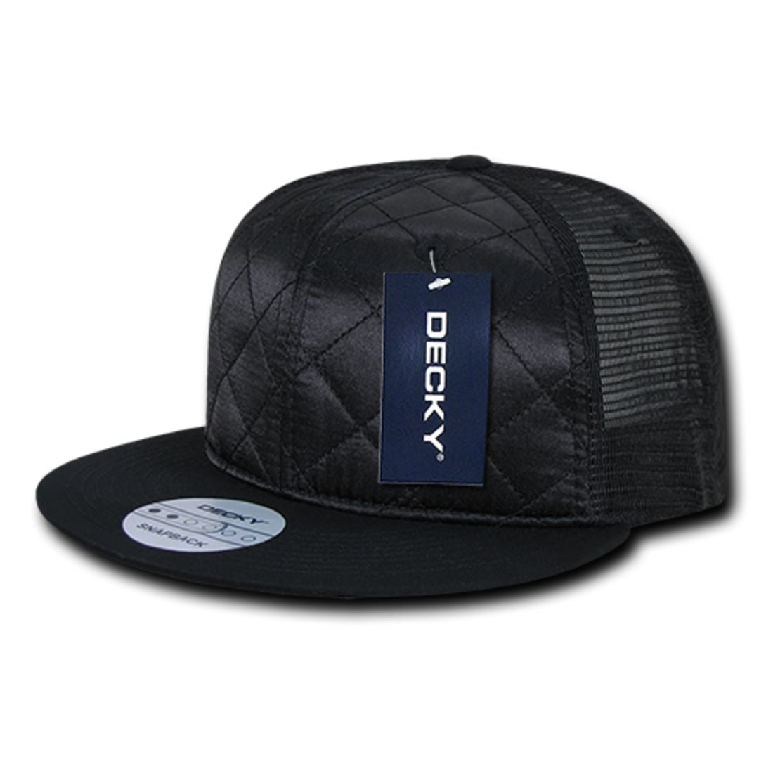 Decky 1141 Quilted Trucker Snapback Hats High Profile 6 Panel Flat Bill Caps Wholesale