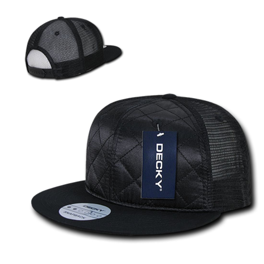 Decky 1141 Quilted Trucker Snapback Hats High Profile 6 Panel Flat Bill Caps Wholesale