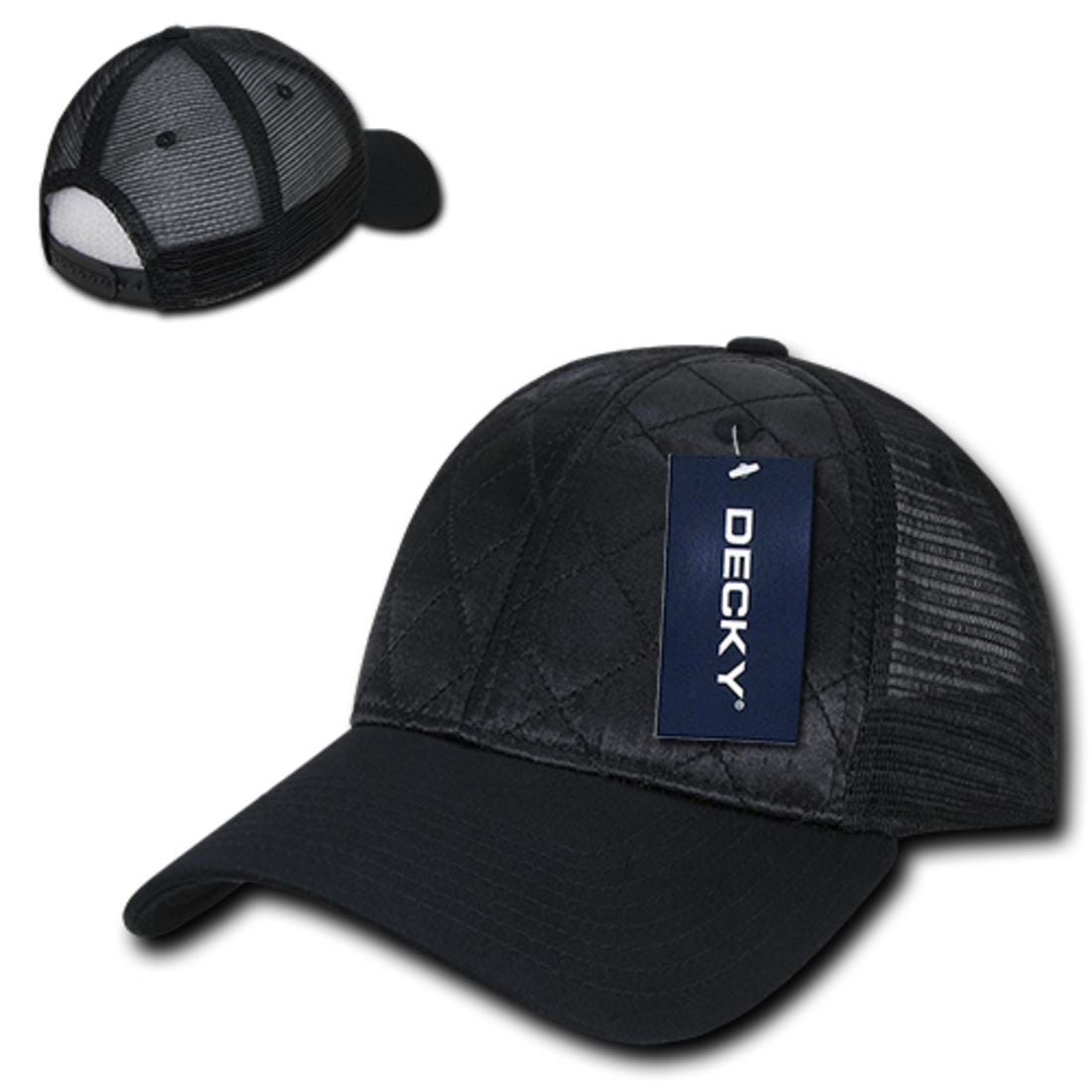 Decky 1142 Quilted Trucker Snapback Hats Low Profile 6 Panel Curved Bill Caps Wholesale