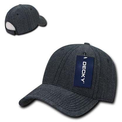 Decky 116 Structured Washed Denim Low Profile Hats 6 Panel Curved Bill Dad Caps Wholesale