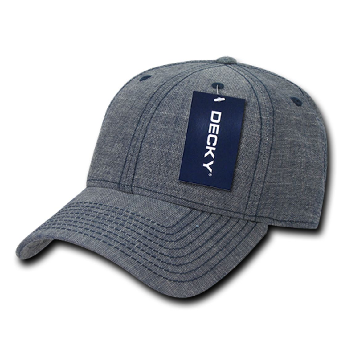 Decky 116 Structured Washed Denim Low Profile Hats 6 Panel Curved Bill Dad Caps Wholesale