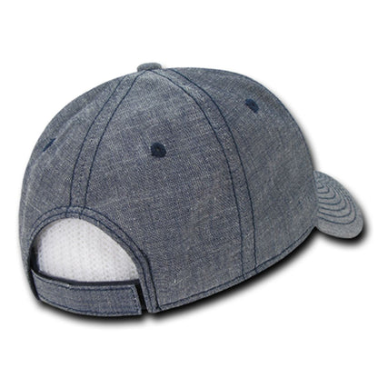 Decky 116 Structured Washed Denim Low Profile Hats 6 Panel Curved Bill Dad Caps Wholesale